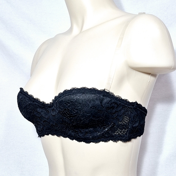 32AA Xhilaration Lace Lightly Lined Convertible‎ Strapless UW Bra Black NWT - Picture 5 of 6